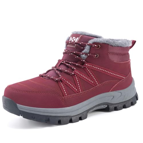 Moudn Warm Winterstiefel Damen Winterschuhe Gefütterte Outdoor Schneestiefel Winter Trekking Rutschfest Wanderschuhe Sports Stiefel von Moudn