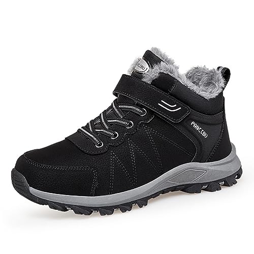 Moudn Winterschuhe Damen Warm Gefütterte Winterstiefel Wasserdicht Winter Schneestiefel Rutschfest Trekkingschuhe Outdoor (Schwarz, 36.5) von Moudn