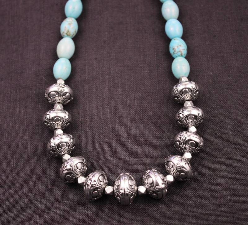 Boho Türkis Halskette Sterling Silber Taxco Chunky Perle Dezember Geburtsstein Sonneneinigkeit Stil Handgefertigte Halsketten Für Frauen Boho Türkis Halskette Sterling Silber Taxco Chunky Perle Dezember Geburtsstein Sonneneinigkeit Stil Handgefertigte Halsketten Für Frauen von MoudyMercantile