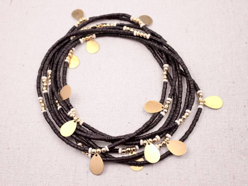 Holz-Perle-Halskette Holz Armband Multistrand Halskette Schwarz Turmalin Obsidian Statement Charm Lang Holz-Perle-Halskette Holz Armband Multistrand Halskette Schwarz Turmalin Obsidian Statement Charm Lang von MoudyMercantile