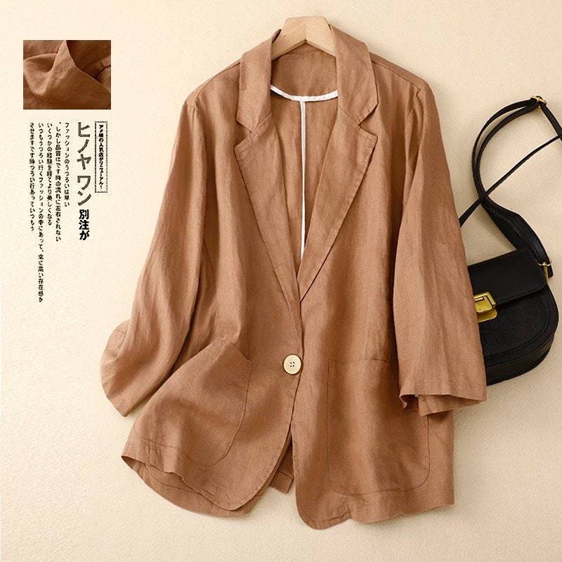 Leinen Blazer Übergroße Jacke Aus Baumwollmischung Für Damen von MougiCo
