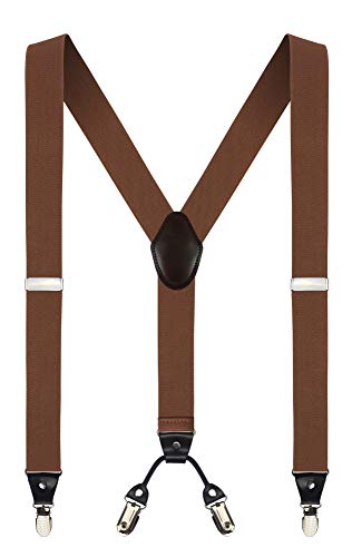 VG Choice Herren Y-Rücken 1,4 cm breit 4 Clips verstellbar Hosenträger Strapse - Braun - Groß von Moulen