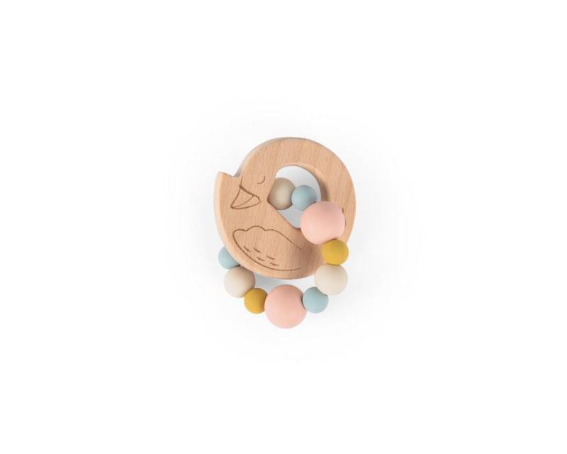 Moulin Roty Beißring Beißring Schwan Zahnungshilfe Holz Baby von Moulin Roty