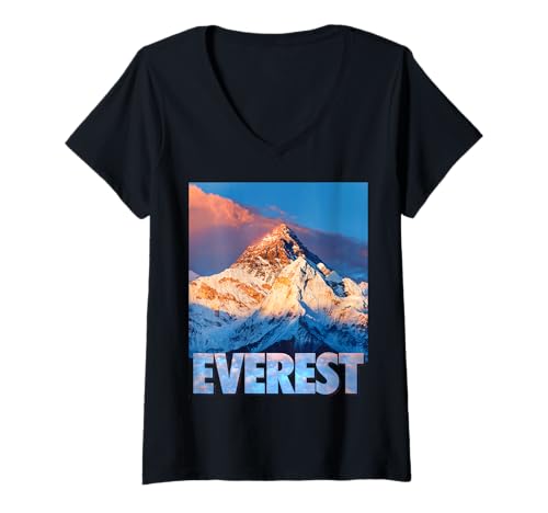 Damen Mount Everest Himalaya Berge T-Shirt mit V-Ausschnitt Damen Mount Everest Himalaya Berge T-Shirt mit V-Ausschnitt von Mount Everest Souvenirs & Gifts by DV8sTees