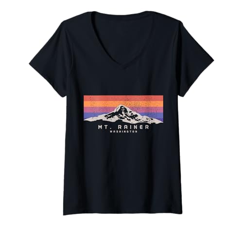 Damen Mount Rainier Washington Mountain Mt Climbing Summit Wandern T-Shirt mit V-Ausschnitt Damen Mount Rainier Washington Mountain Mt Climbing Summit Wandern T-Shirt mit V-Ausschnitt von Mount Rainier Washington - Apparel & Gifts