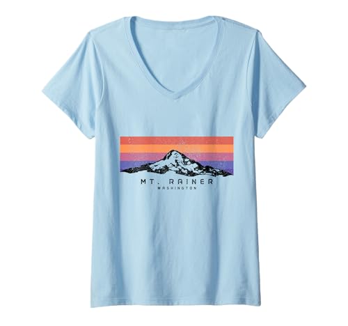 Damen Mount Rainier Washington Mountain Mt Climbing Summit Wandern T-Shirt mit V-Ausschnitt Damen Mount Rainier Washington Mountain Mt Climbing Summit Wandern T-Shirt mit V-Ausschnitt von Mount Rainier Washington - Apparel & Gifts