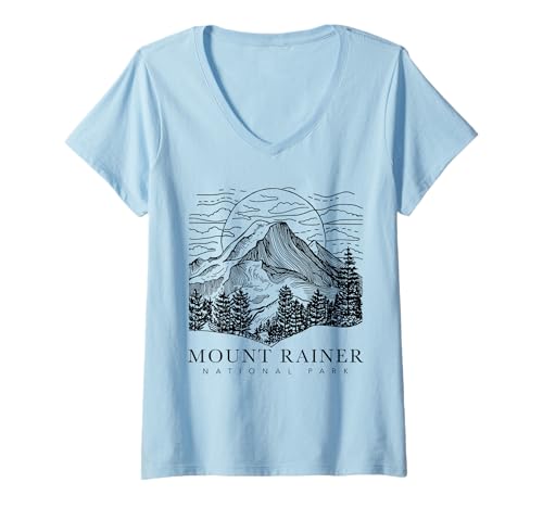 Damen Mount Rainier Washington Mountain Mt Climbing Summit Wandern T-Shirt mit V-Ausschnitt Damen Mount Rainier Washington Mountain Mt Climbing Summit Wandern T-Shirt mit V-Ausschnitt von Mount Rainier Washington - Apparel & Gifts