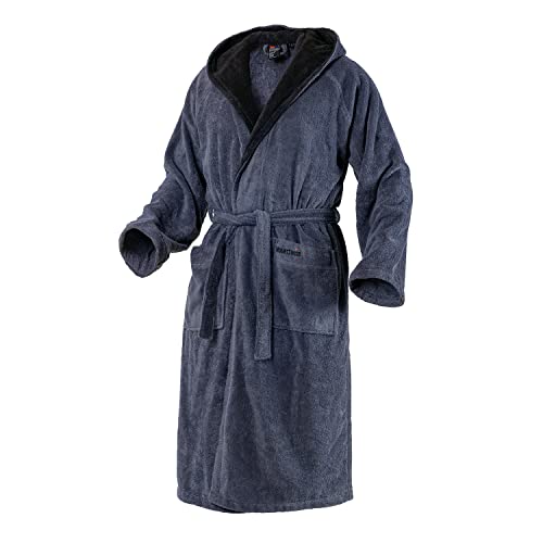 Mount Swiss Bademantel Damen Herren ARBON mit Kapuze aus edler Baumwolle I Morgenmantel flauschig I Frottee Farbe: anthrazit, Grösse: 4XL von Mount Swiss