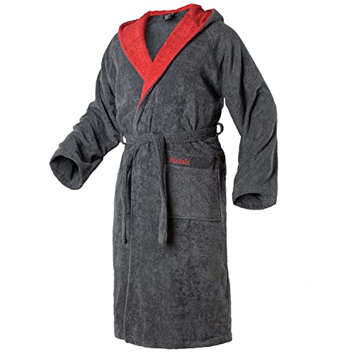 Mount Swiss Bademantel Damen Herren ARBON mit Kapuze aus edler Baumwolle I Morgenmantel flauschig I Frottee Farbe: anthrazit-rot, Grösse: L Mount Swiss Bademantel Damen Herren ARBON mit Kapuze aus edler Baumwolle I Morgenmantel flauschig I Frottee Farbe: anthrazit-rot, Grösse: L von Mount Swiss