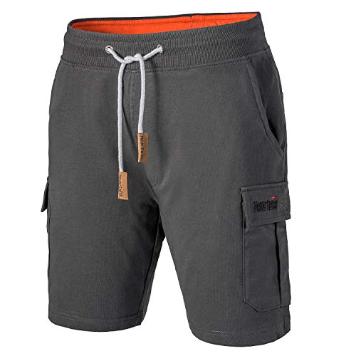 Mount Swiss Cargo Shorts Herren I Bermuda Shorts für Herren mit 6 Taschen & Klett- BZW. Reiß-Verschluss I Freizeit Cargo Hose Herren Übergröße I Größe 4XL, Anthrazit von Mount Swiss