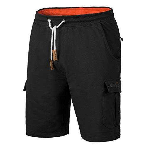 Mount Swiss Cargo Shorts Herren I Bermuda Shorts für Herren mit 6 Taschen & Klett- BZW. Reiß-Verschluss I Freizeit Cargo Hose Herren Übergröße I Größe 4XL,Schwarz von Mount Swiss