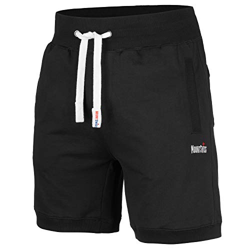 Mount Swiss Kurze Freizeithose Herren Luca I Kurze Sweatpants Herren mit Taschen und Tunnelzug I Kurze Hose für Heim und Hobby I Bequeme Sport Shorts Farbe: schwarz, Gr. S von Mount Swiss