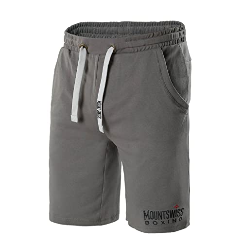 Mount Swiss Shorts Herren Kurze Hose Sporthose Boxer aus 100% Baumwolle Übergröße, Farbe: stahlgrau, Gr. XXL von Mount Swiss