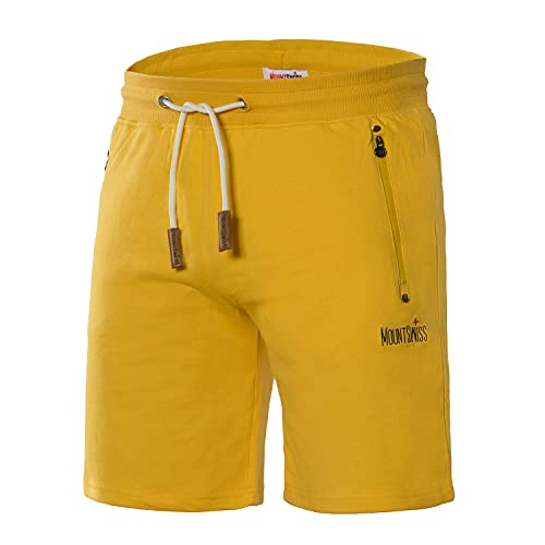 Mount Swiss Kurze Freizeithose Herren Liam I Kurze Sweatpants Herren mit Taschen I Sport Shorts Herren Übergröße Yellow, 3XL von Mount Swiss