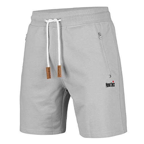 Mount Swiss Kurze Freizeithose Herren Liam I Kurze Sweatpants Herren mit Taschen I Sport Shorts Herren Grau, L von Mount Swiss