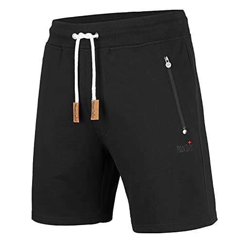 Mount Swiss Kurze Freizeithose Herren Liam I Kurze Sweatpants Herren mit Taschen I Sport Shorts Herren Übergröße Schwarz, 3XL von Mount Swiss