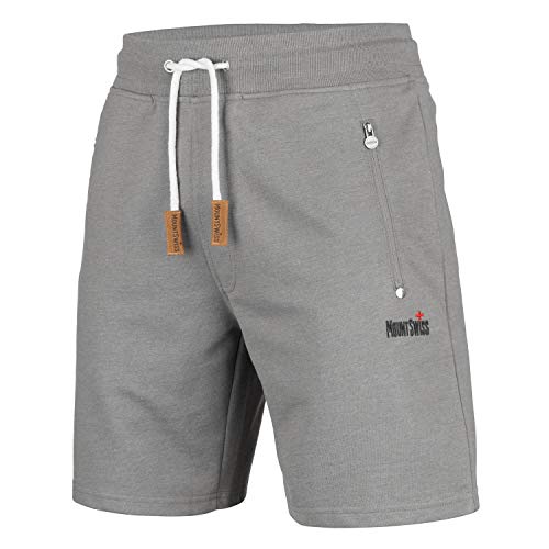 Mount Swiss Kurze Freizeithose Herren Liam I Kurze Sweatpants Herren mit Taschen I Sport Shorts Herren Stahlgrau, XXL von Mount Swiss