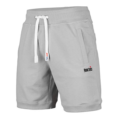 Mount Swiss Kurze Freizeithose Herren Luca I Kurze Sweatpants Herren mit Taschen und Tunnelzug I Kurze Hose für Heim und Hobby I Bequeme Sport Shorts Farbe: Stahl-Grau, Gr. S von Mount Swiss