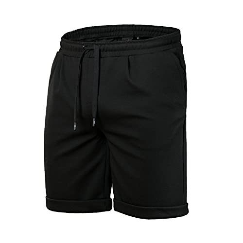 Mount Swiss Kurze Freizeithose Tessin Herren I Kurze Sweatpants Herren I Sport Shorts Herren in klassischen Farben Schwarz, S von Mount Swiss