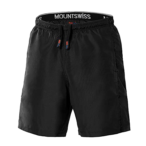 Mount Swiss Kurze leichte Freizeithose Herren Gian I Kurze Sweatpants Herren I Sport Shorts Herren in klassischen Farben Schwarz, XXL von Mount Swiss