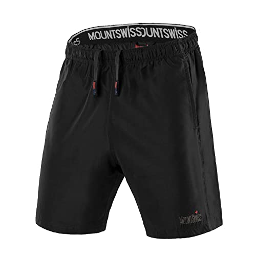 Mount Swiss Kurze leichte Freizeithose Herren Gian I Kurze Sweatpants Herren I Sport Shorts Herren in klassischen Farben schwarz mit gesticktem Logo, XL Mount Swiss Kurze leichte Freizeithose Herren Gian I Kurze Sweatpants Herren I Sport Shorts Herren in klassischen Farben schwarz mit gesticktem Logo, XL von Mount Swiss
