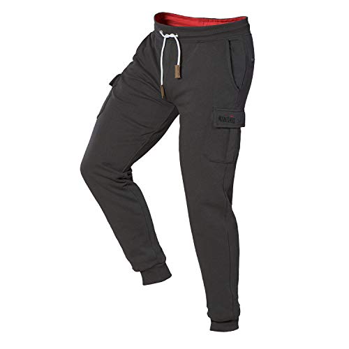 Mount Swiss Lange Freizeithose Herren Cargo I Lange Sweatpants Herren mit Taschen - 2 Seiten- und 2 Gesäßtaschen mit Reißverschluß I Sport Hose Herren Farbe: Anthrazit, Größe XL von Mount Swiss