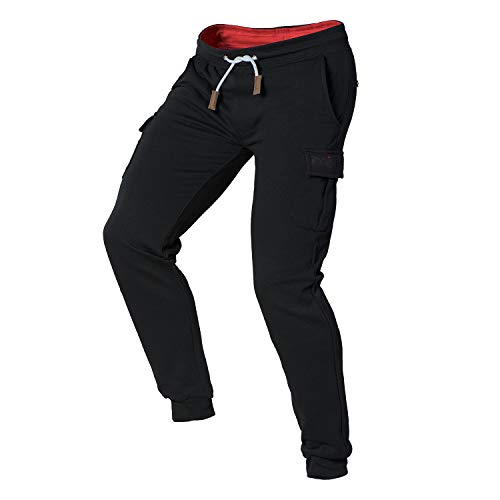 Mount Swiss Lange Freizeithose Herren Cargo I Lange Sweatpants Herren mit Taschen - 2 Seiten- und 2 Gesäßtaschen mit Reißverschluß I Sport Hose Herren Farbe: Schwarz, Größe 4XL von Mount Swiss