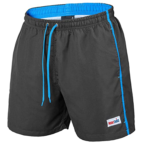Mount Swiss Männer Badehose Dario mit seitlichen Taschen Gesäßtasche I Modische Herren Shorts Schwimmen Freizeit Wassersport I Badeshorts in der Farbe Dunkelgrau, Größe M von Mount Swiss