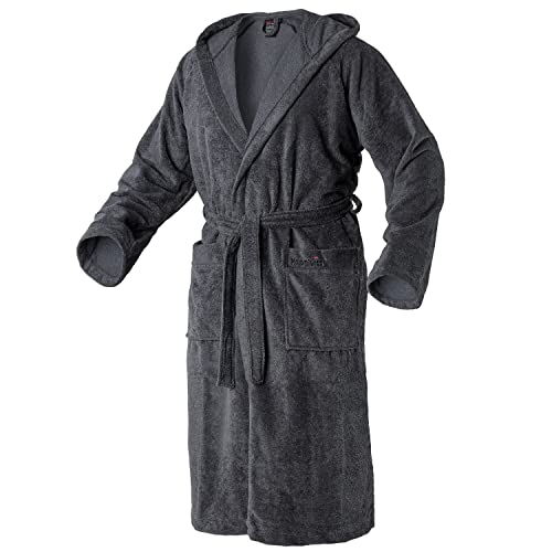 Mount Swiss Unisex AARAU Bademantel mit Kapuze I Herren Damen aus Flauschiger Baumwolle Baumwolle Farbe: grau, Grösse: XXL von Mount Swiss