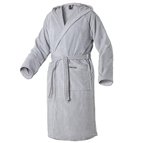 Mount Swiss Unisex AARAU Bademantel mit Kapuze I Herren Damen aus Flauschiger Baumwolle Baumwolle Farbe: hellgrau, Grösse: M Mount Swiss Unisex AARAU Bademantel mit Kapuze I Herren Damen aus Flauschiger Baumwolle Baumwolle Farbe: hellgrau, Grösse: M von Mount Swiss