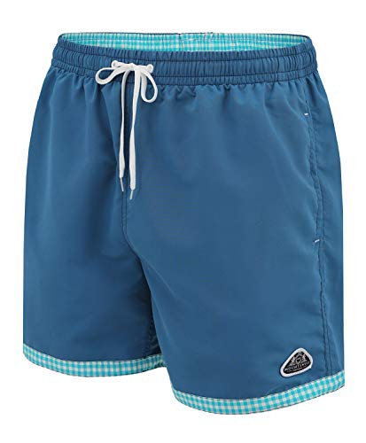 Mount Swiss hochwertige Badeshorts Lukas Herren Jungen mit Sun-Protection I Moderne Männer Badehose I Stylische Herren Shorts Schwimmen Freizeit Wassersport Beach I Farbe: Denim, Gr. M von Mount Swiss