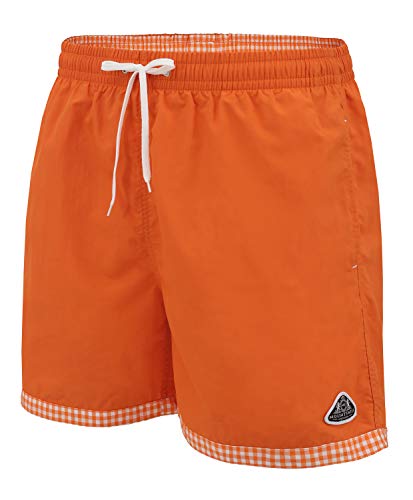 Mount Swiss hochwertige Badeshorts Lukas Herren Jungen mit Sun-Protection I Moderne Männer Badehose I Stylische Herren Shorts Schwimmen Freizeit Wassersport Beach I Farbe: orange, Gr. XXL von Mount Swiss