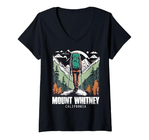 Damen Naturfan Mount Whitney, kalifornisches Souvenir, Bergsteiger T-Shirt mit V-Ausschnitt Damen Naturfan Mount Whitney, kalifornisches Souvenir, Bergsteiger T-Shirt mit V-Ausschnitt von Mount Whitney California Hike Nature Mountaineer