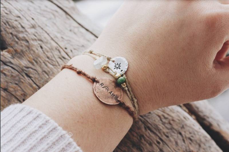 Armband Set | Hanf Schmuck Kristall Armbänder Wunsch Boho-stil Reise Durchstreifen Inspirierend von MountInspire