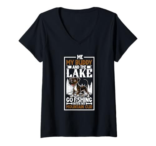 Damen Angeln und Mountain Cur T-Shirt mit V-Ausschnitt Damen Angeln und Mountain Cur T-Shirt mit V-Ausschnitt von Mountain Cur Designs