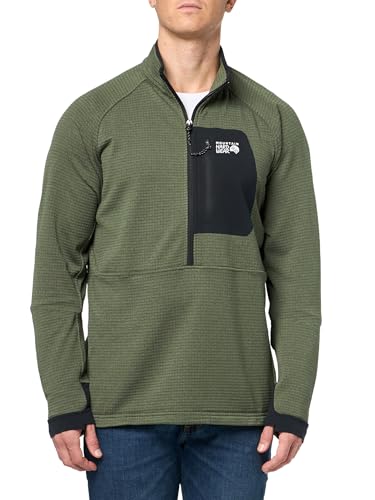 Mountain Hardwear Herren Polartec Power Grid Half Zip Jacket Jacke, Surplus Green Heather-Neu 2024, XL von Mountain Hardwear