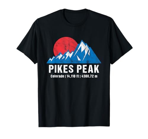 Pikes Peak Colorado für Damen und Herren Retro Pikes Peak T-Shirt von Mountain Peaks of the World Apparel Co