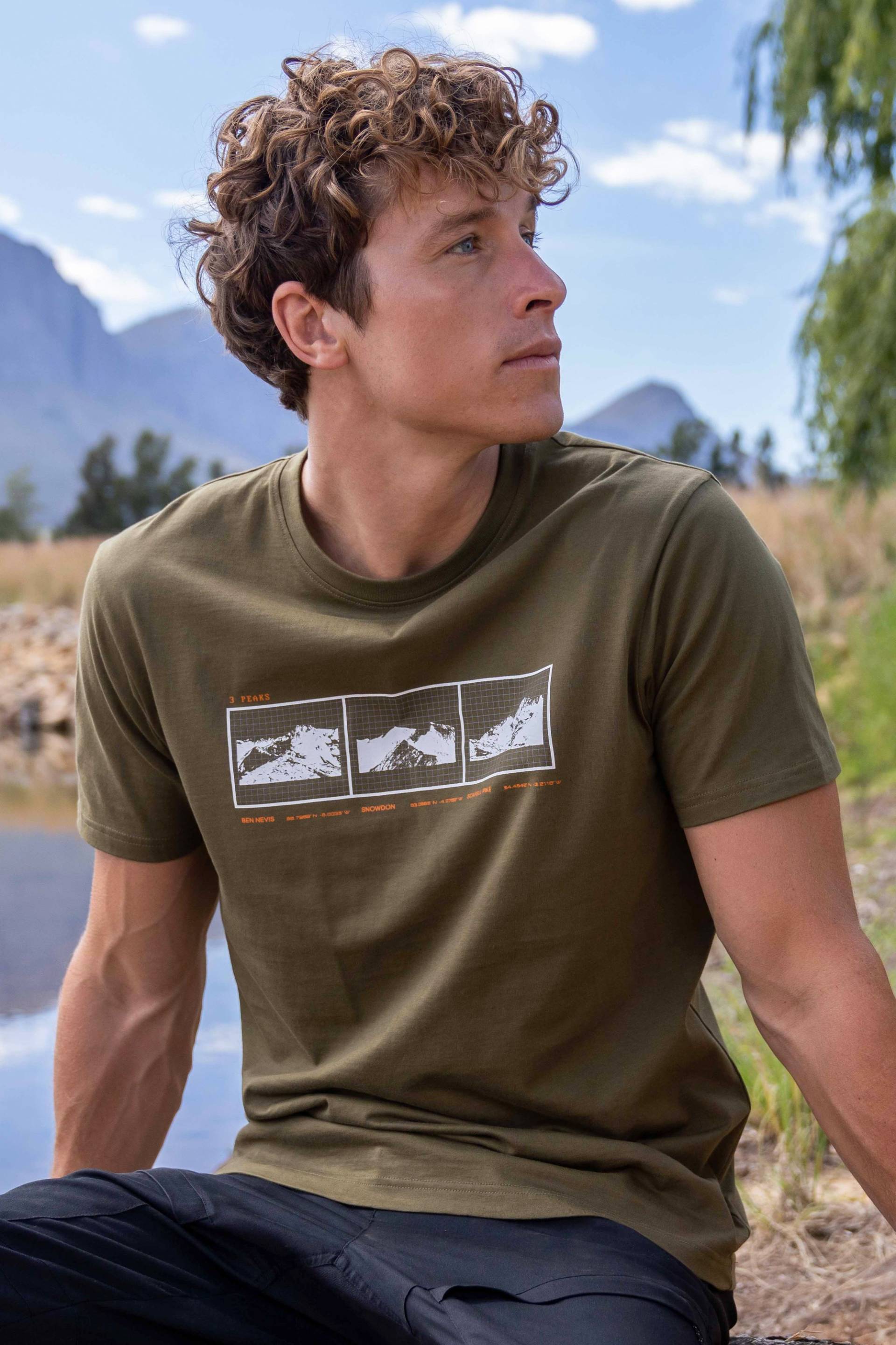 3 Peaks Herren Bio-Baumwoll T-Shirt - Khaki von Mountain Warehouse