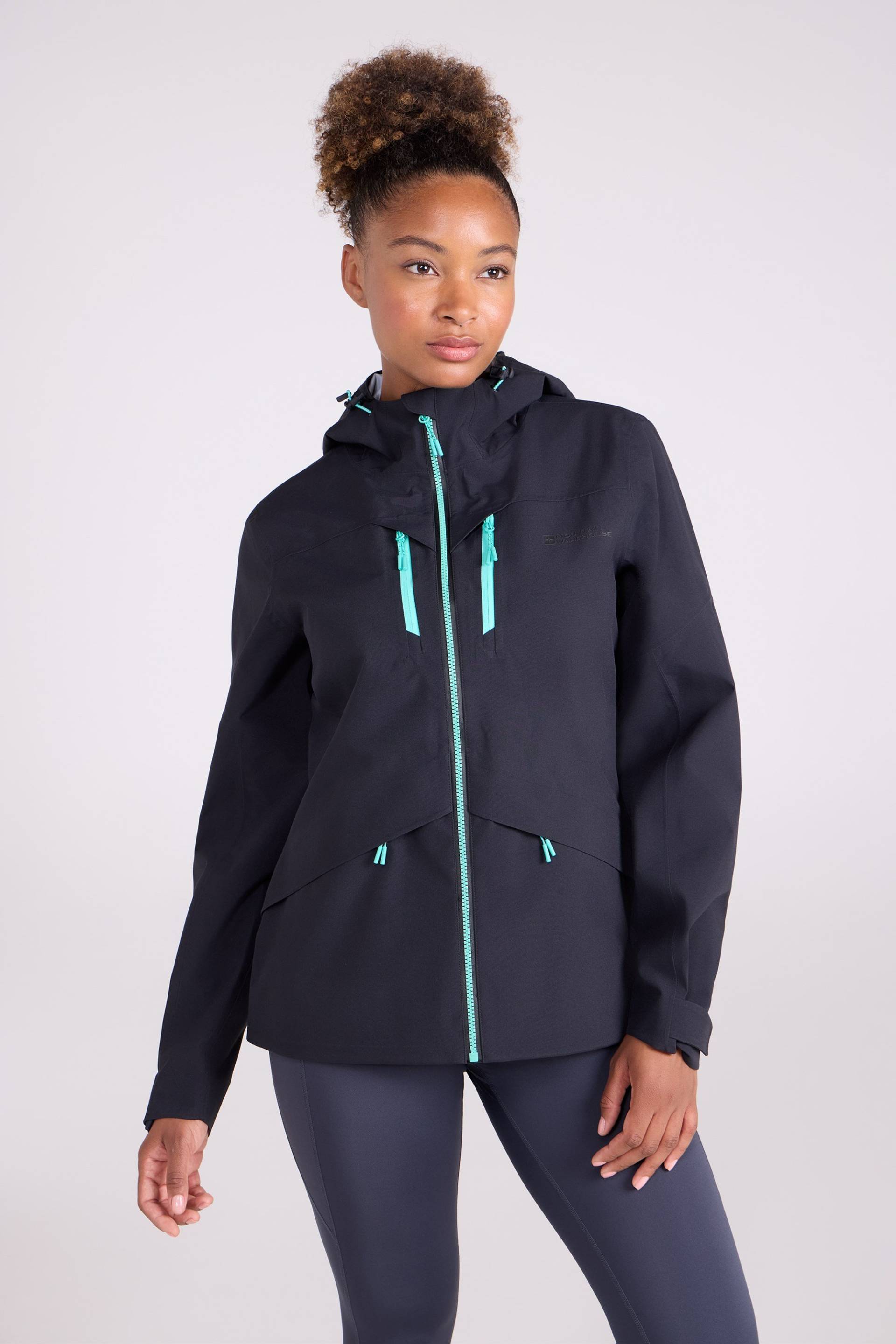 3-lagige wasserdichte Damenjacke Rhine - Schwarz von Mountain Warehouse