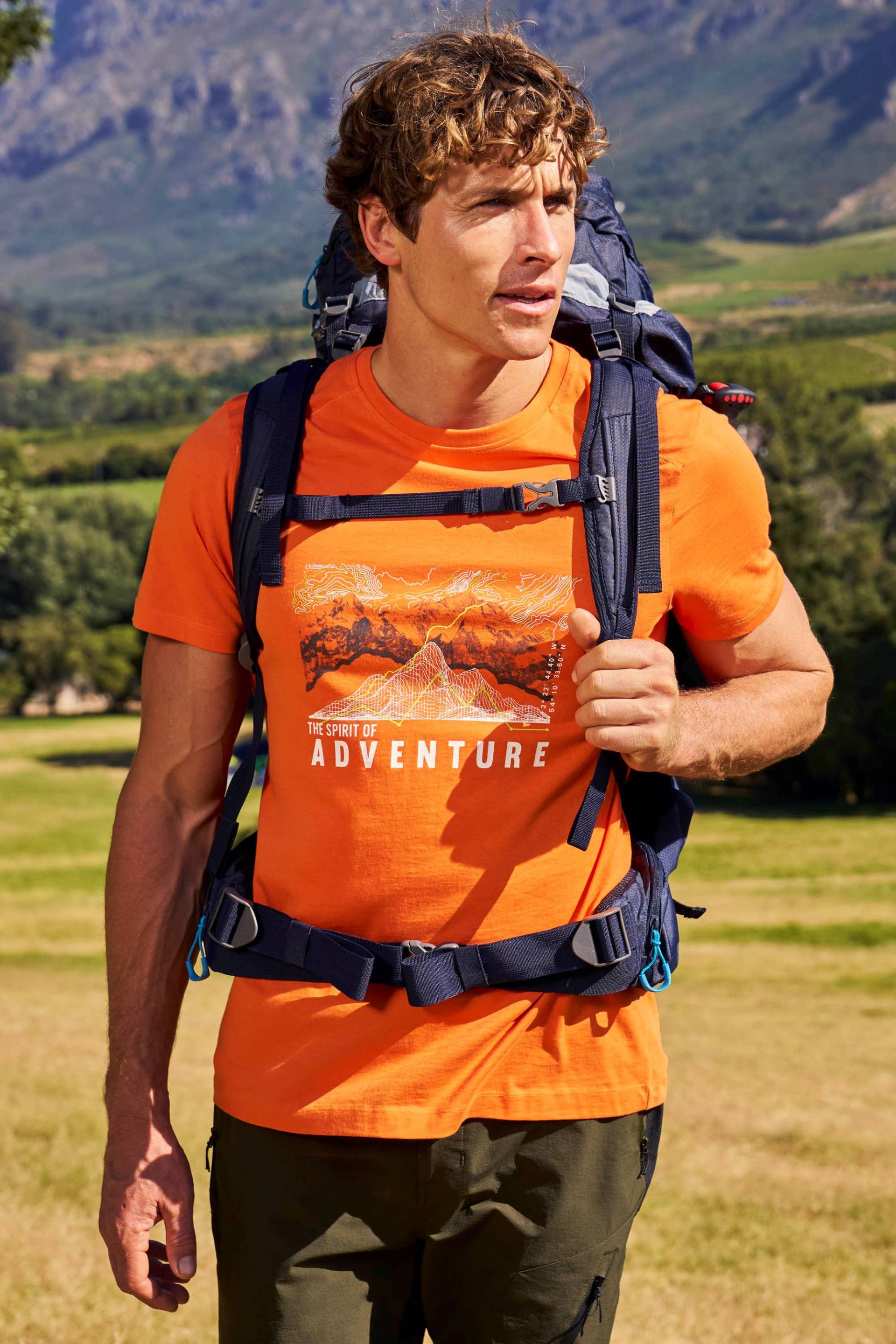 Adventure Begins T-Shirt aus Bio-Baumwolle für Herren - Orange von Mountain Warehouse