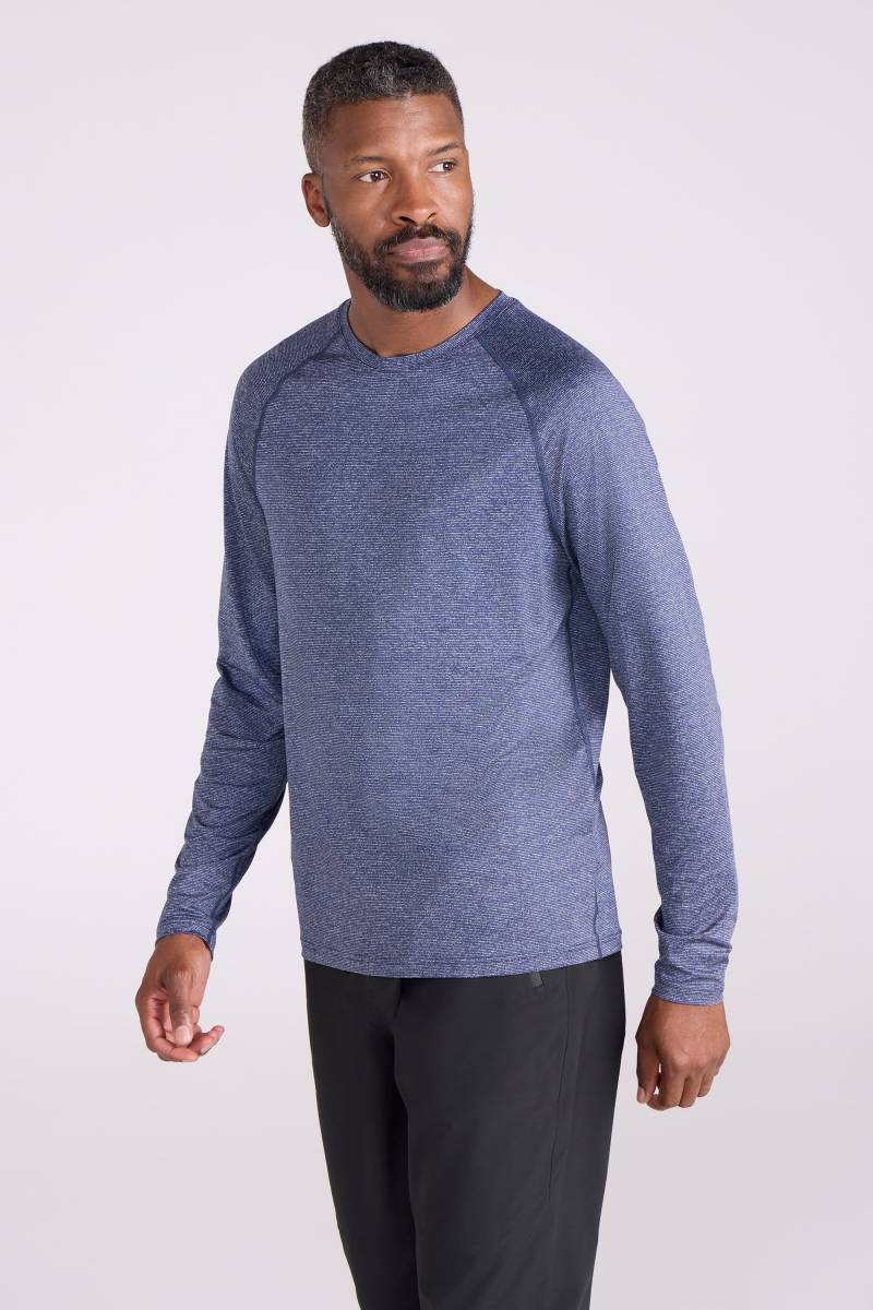 Agra IsoCool Gestreiftes Herren Langarm-Shirt - Marineblau von Mountain Warehouse