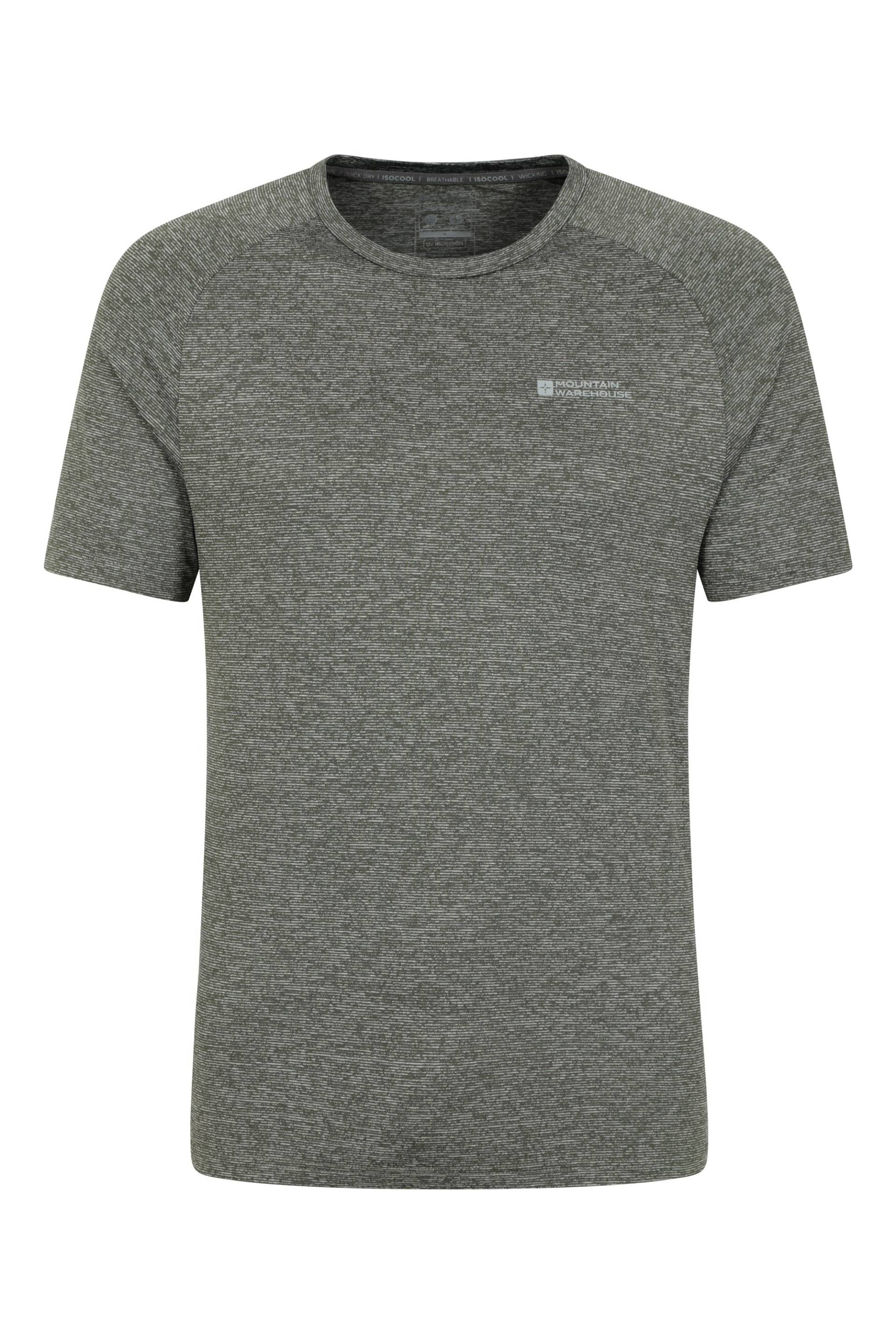 Agra IsoCool Gestreiftes Herren T-Shirt - Dunkel-Khaki von Mountain Warehouse