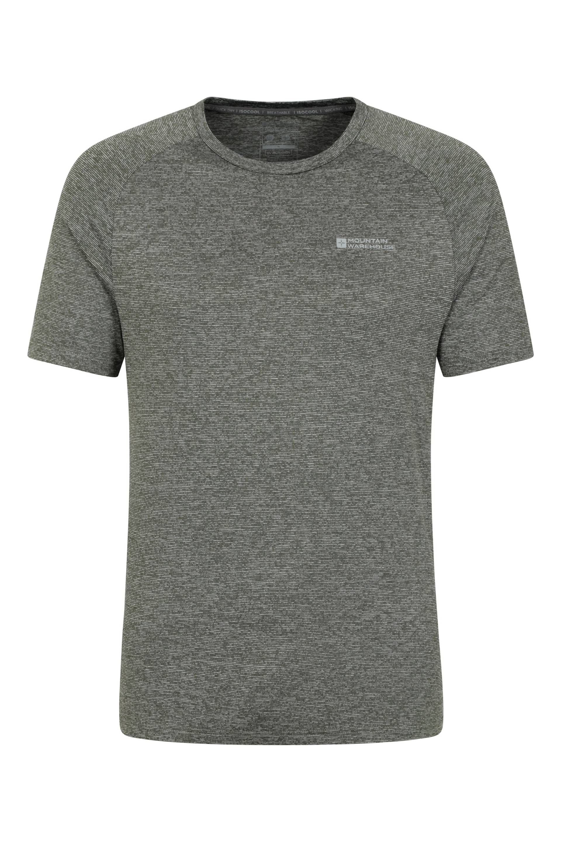 Agra IsoCool Gestreiftes Herren T-Shirt - Dunkel-Khaki von Mountain Warehouse