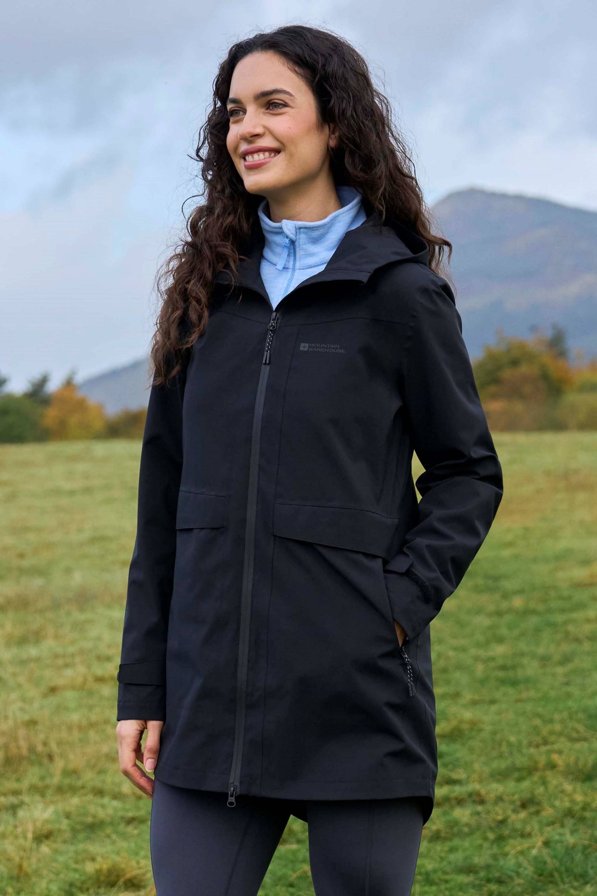 April Damen-Longline-Wasserdichte Jacke - Schwarz von Mountain Warehouse