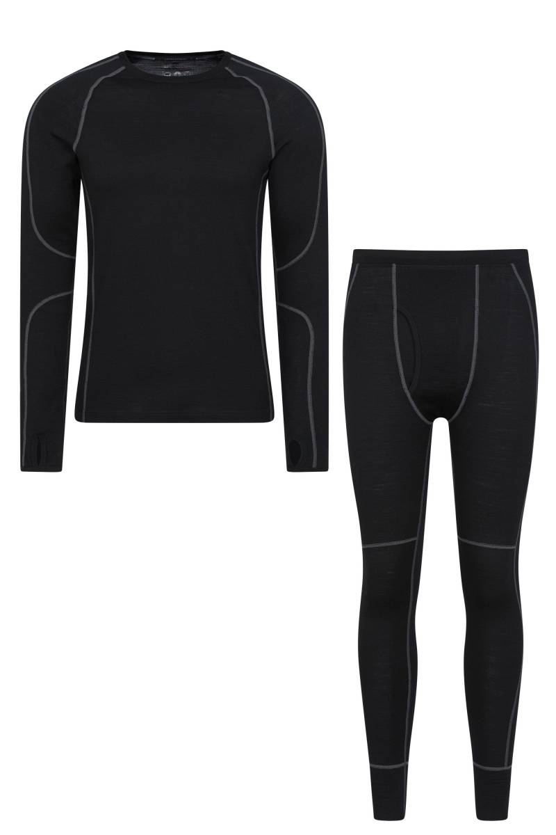 Asgard Merino Herren-Thermoset mit Top & Hose - Schwarz von Mountain Warehouse