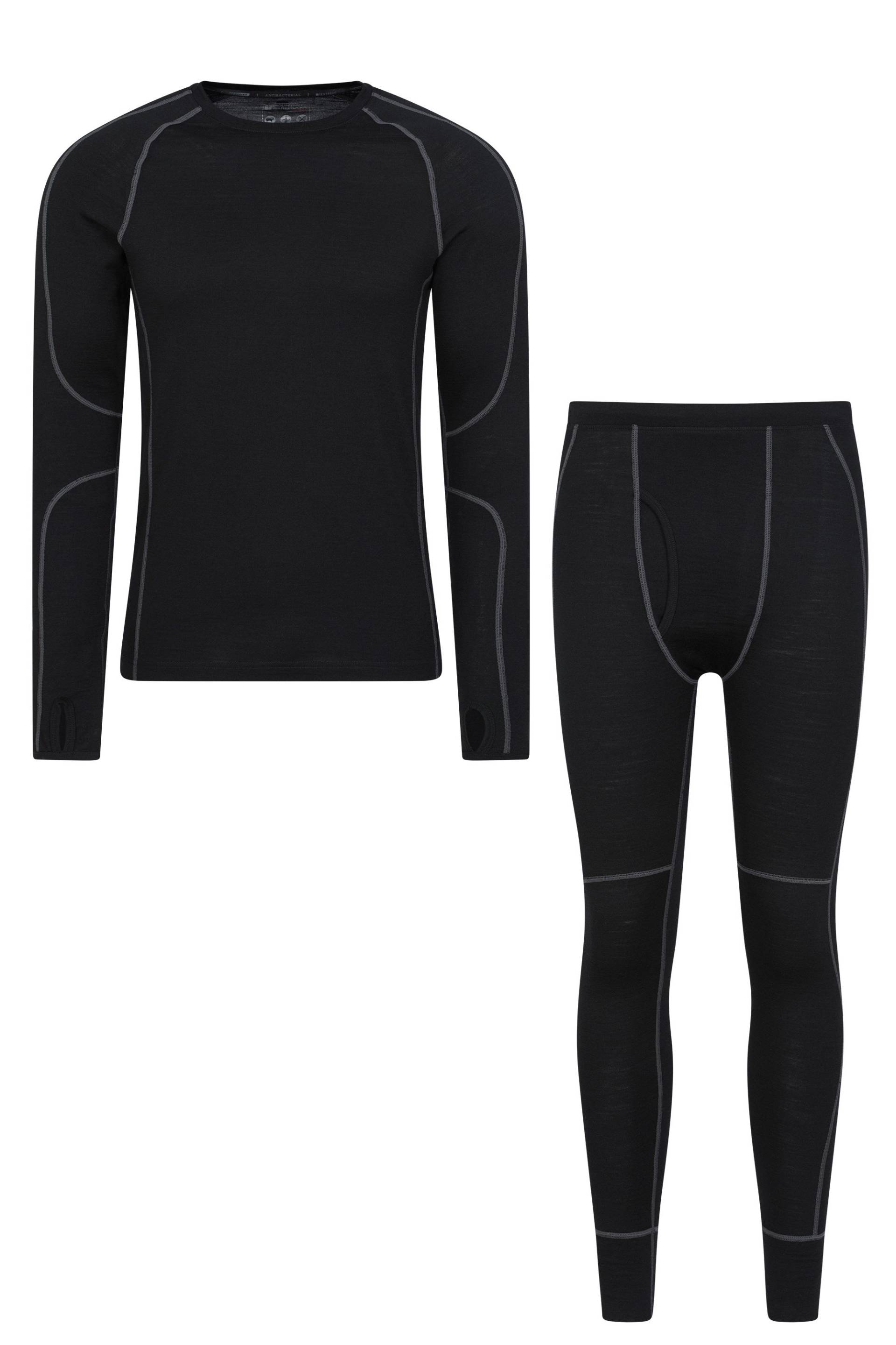 Asgard Merino Herren-Thermoset mit Top & Hose - Schwarz von Mountain Warehouse