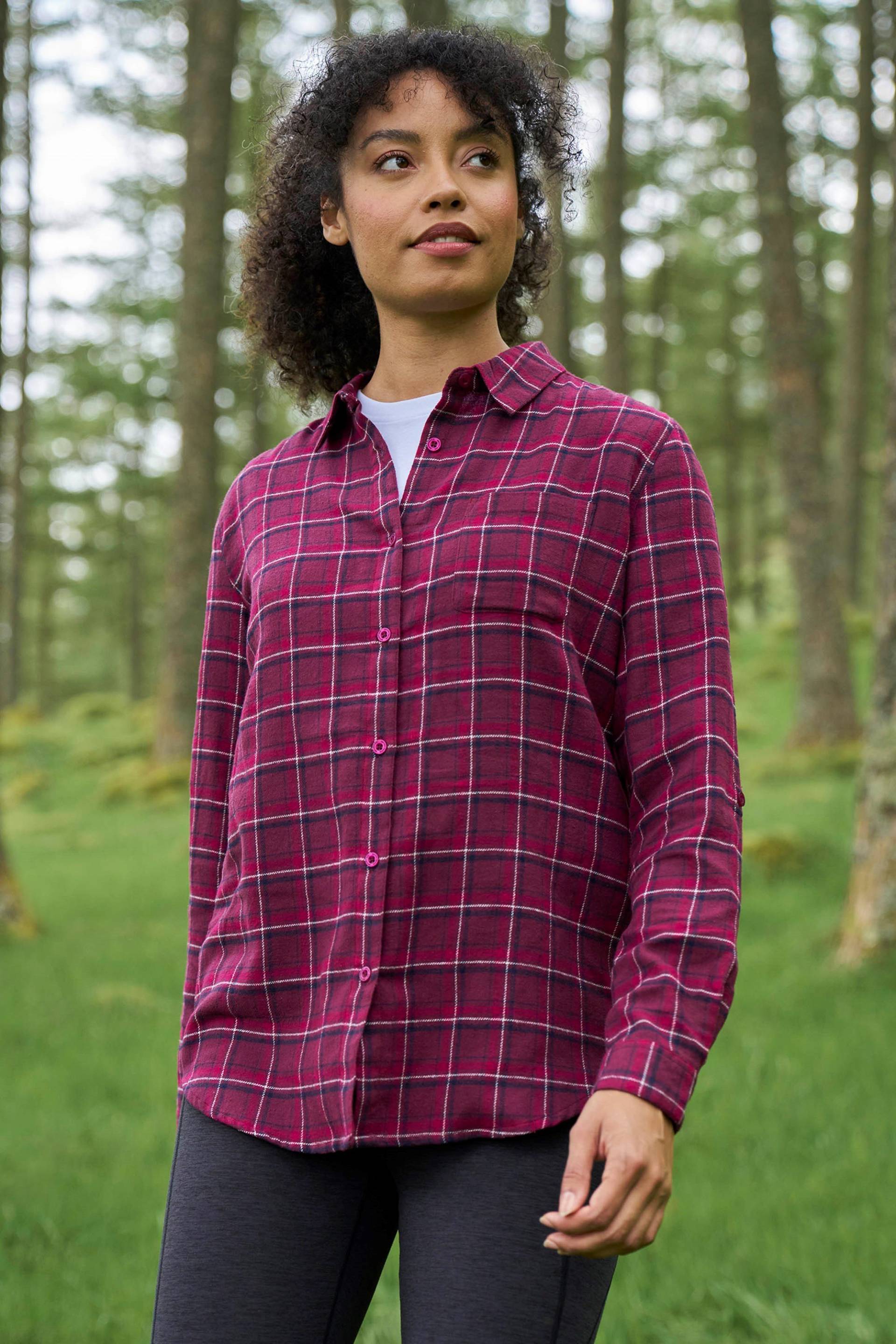 Balsam Langes Damen-Flanellhemd - Burgunderrot von Mountain Warehouse