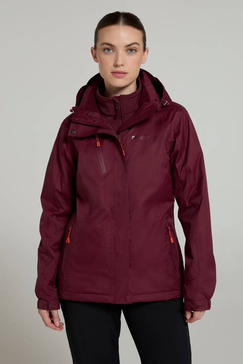Bracken Extreme 3 in 1 Wasserdichte Damenjacke - Burgunderrot von Mountain Warehouse