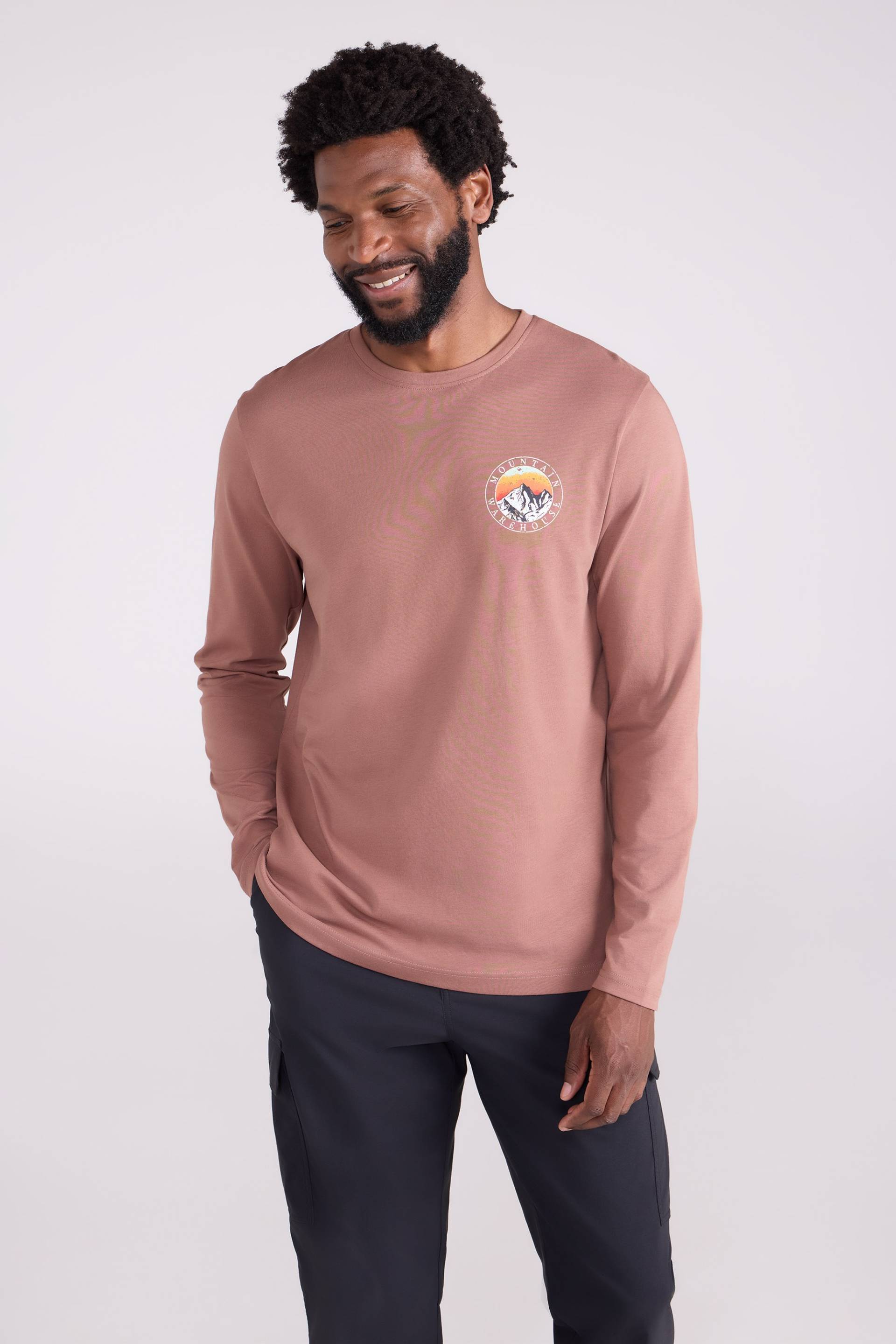 Circle Mountain Sunset Grafik Herren Langarm-Top - Burgunderrot von Mountain Warehouse