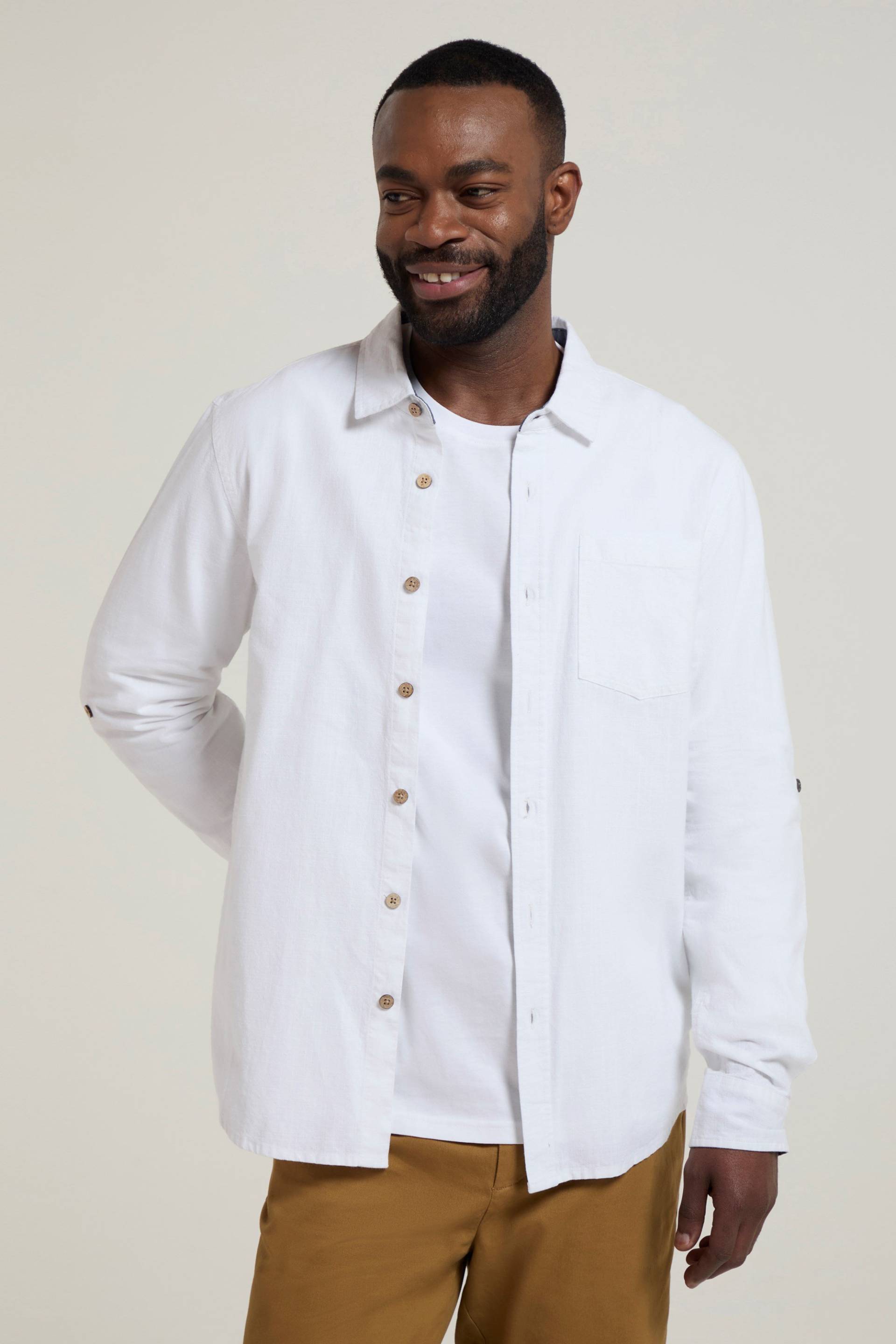 Coconut strukturiertes, langärmeliges Herrenhemd - Weiss von Mountain Warehouse